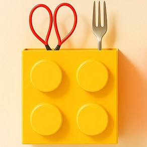 다용도 귀여운 레고 블록 냉장고 자석 수납함, 노랑, 1개