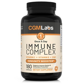 CGM Labs 원스 어 데이 이뮨 컴플렉스 Once A Day Immune Complex 180 캡슐 면역력 부스터 징크(아연) 25mg 비타민C 900mg 비타민D 2500IU, 180정, 1개