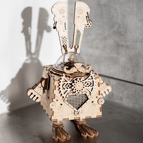 [무료배송][영문판] 로보타임 오르골 ROBOTIME DIY STEAMPUNK MUSIC BOX AM481 Bunny 토끼, 1개