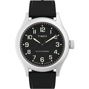 Timex 남성용 익스페디션 노스 시에라 솔라 41mm 시계 - 블랙 스트랩 다이얼 스테인리스 스틸 케이스 블랙.