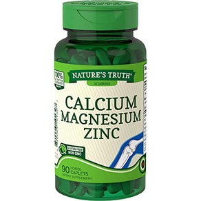 Calcium Magnesium Zinc Supplement  90 Caplets  No 칼슘 마그네슘 아연 보충제  90 캐플렛  비 GMO 글루텐 프리  자연의 진실, 1개