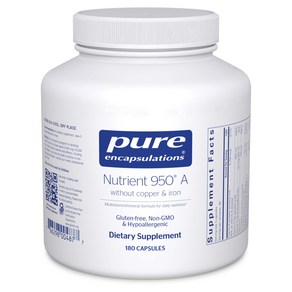 Pue Encapsulations Nutient 950 A Without Coppe 구리와 철이 없는 순수 캡슐화 Nutient 950 A  최적의 건강을 위한 저자극성, 1개, 180정