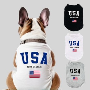버닝오스 USA 강아지 옷 반려동물 티셔츠, 1개, 그레이