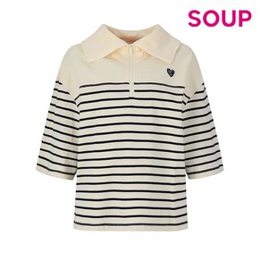 [SOUP] SOUP 세일러 칼라 스트라이프 배색 티셔츠 (SZ7ST33)