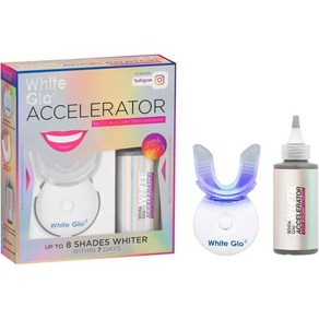 White Glo Accelerator 치아 미백 키트 민감한 및 잇몸을 위한 LED 조명 3개월 전문 치료 과산화탄소수소 파파야 파인애플 효소로 최고의 효과 미국 427