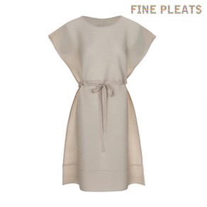 [FINE PLEATS] 피네 플리츠 벨트 캡소매 원피스 아이보리