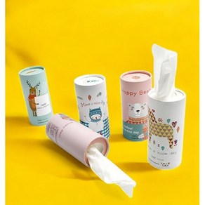 서나shop [친환경 종이로 만든 캔티슈] 휴대용 차량용 여행용 미니 포켓 캔티슈 60매 x 7개 작은가방에도 쏙 들어가는 티슈, 6개