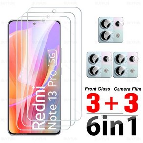 호환 Redmi Note 13 Po 글로벌 케이스 HD 강화 유리 스크린 보호대 샤오미 5G 카메라 필름 6in, 04 RedmiNote 13 4G, 01 3Glass 2Camea Film