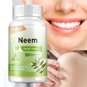 Aiboy Oganic Neem Leaf 600mg 피부와 치아 건강 지원 60/120 캡슐, 1박스, 60정