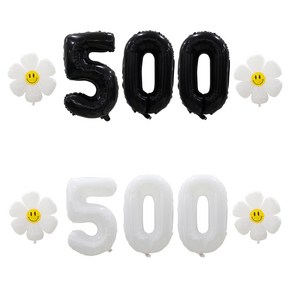 [해피쏘굿] 32인치 블랙/화이트 숫자 (100일~900일) + 데이지 풍선세트, 500, 화이트