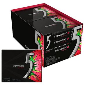 5 Gum Sour Strawberry Sugar Free Chewing Gum Bulk Pack 15 Stick 5 껌 사워 딸기 무설탕 츄잉껌 대량 팩 15 스틱 (10 팩