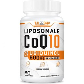 Tuleeshy 지방성 CoQ10 Ubiquinol 서빙당 600mg 캡슐당 300mg 고효율 및 우수 흡수 활성 형태의 Coenzyme Q10 일일 2캡슐 60개, 1개