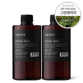 에이센트 대용량 디퓨저 리필 500ml 2개 세트, 그린에어리