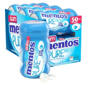 Mentos Pue Fesh Chewing Gum 멘토스 퓨어 프레쉬 츄잉 검 프레쉬 민트 50개입 6팩, 6개