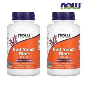 나우푸드 발효 홍국 홍국균 600mg 120캡슐 2개 나우 Red Yeast Rice