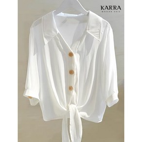 카라 KARRA 스크랩타이버튼블라우스 A4M1207