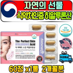 남 여자 미국 히아루론산 HYALURONIC ACID 히알루론산 토닝 NAG 어류 곰보피부 케어 생선 3세대 쿠퍼인대 VEGF 우유 BHA AHA 뮤신 화이트닝 보충제 PHA, 1개, 60정