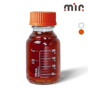 MIR 헥사 눈금유리병 250ml GL45캡 랩보틀 주스 우유 스무디 공병, 오렌지, 1개