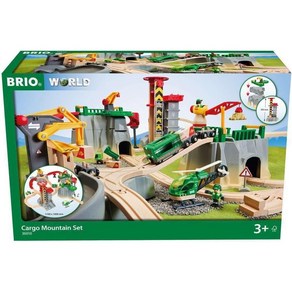 BRIO WORLD (브리오 월드) 카고 마운틴 세트 36010 「총 49 피스」대상 연령 3세~ (전동 차량 전철 장난감 목제 레일) 빨강 그레이 노랑, 1개