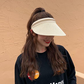 아이엔엠디 여자 썬캡 밀짚 라탄 햇빛 차단 가리개 모자
