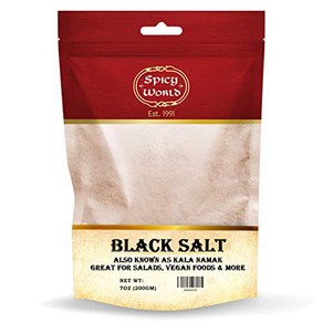 Spicy Wold Black Salt (Kala Namak Mineal) 7 Oz - Spicy Wold 검은 소금(칼라 나막 미네랄) 7온스 - 비건 순수 비정제 비, 1개, 198g