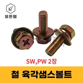 육각 샘스볼트 쌤스볼트 2장(SW PW) +자볼트 십자볼트 와샤세트, 철 육각샘스볼트 M10x30mm(7개)