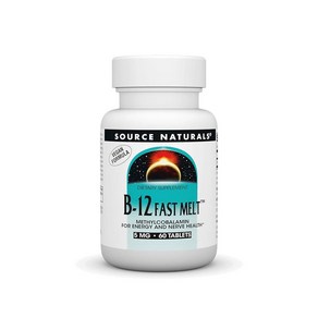 Souce natuals Natuals 비타민 B-12 에너지 생산 지원* - 5mg 60 빠른 녹는 비건 포뮬러, 1개