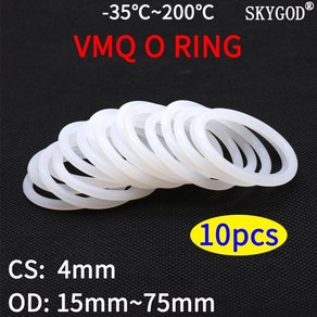 10pcs vmq 흰색 실리콘 o 링 개스킷 cs 4mm 외경 12 95mm 식품 등급 고무 절연 라운드 o 모양 씰 o 링 실리콘 링, 외경 16mm CS 4mm, 10개