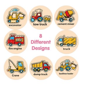 8종 트럭 크레인 중장비 원형 스티커