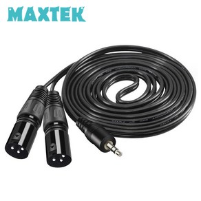 MAXTEK 3.5스테레오 to 캐논XLR Y형 변환 케이블 3M MT194 ST3.5(수)타입-캐논 XLR(수) 2선 타입, 1개