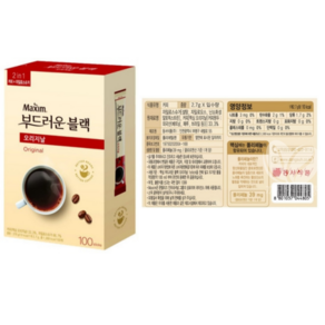 맥심 부드러운 블랙 솔루블 100T 오리지날 모카골드 아라비카, 2.부드러운 블랙 오리지날100T, 1개, 100개입