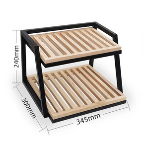 쿠키 진열대 베이커리 빵 철제 디저트 트레이 계단식 2단 매대 과자, 11 삼나무쟁반본색+블랙아이언프레임0.8판 WM25-4