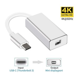 맥북 LED 모니터용 컨버터 케이블 USB C에서 4K60Hz DP 어댑터 C타입 썬더볼트 3 에서 미니 디스플레이 포트 썬더볼트 2 아님, 2)USBC to DP, 1개