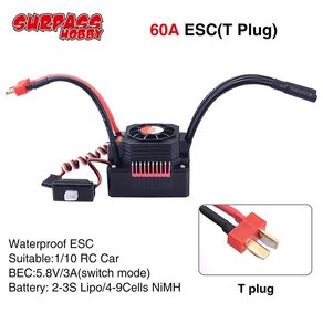 새로운 SURPASSHOBBY ESC 150A 80A 25A 35A 45A 60A 1/8 1/10 RC 자동차 브러시리스 모터 용 방수 전기 속