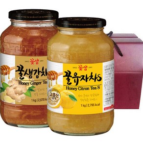 꽃샘 2종 선물세트 D 유자차s 1kg+생강차s 1kg, 1개