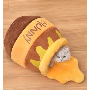 더이버 꿀단지 대형 32x60 벌꿀 고양이 숨숨집, 1개, 옐로우브라운