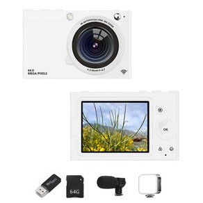 RUN기술 여행용 초고속 D7 HD 6400W 픽셀 wifi 디지털 카메라 듀얼 손떨림 방지 + 64G sd카드 + 카드 리더기