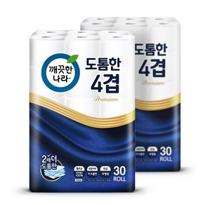 깨끗한나라 도톰한 4겹 천연펄프 화장지 25m 30롤 2팩