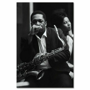 노 브랜드 맞춤형 John Coltrane 재즈 뮤지션 음악 2 실크 패브릭 벽 포스터 아트 장식 밝은 스티커