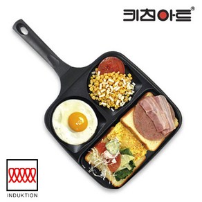 키친아트 인덕션 사각3구 브런치 에그팬, 27cm, 1개