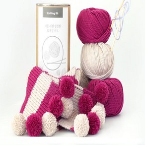 투톤 폼폼목도리 - Knitting Kit, 1개