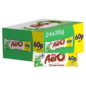 [영국발송] 36g 24개입 네슬레 에어로 버블 페퍼민트 초콜릿바 Nestle Aeo Bubble Peppemint Chocolate Ba, 24개