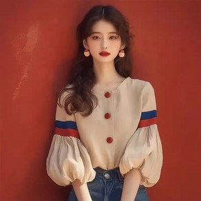 녕동 여성 데일리 벌룬 소매 블라우스 루즈핏 예쁜 긴팔 남방 셔츠 오피스룩