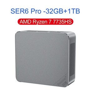 미니PC Beelink SER6 Po 7735HS AMD Ryzen 7 5 미니 PC 5800H 5500U SER5 Win 11 게이밍 컴퓨터 WiFi6 4K DDR4 NVME, [02] 7735HS 32G1T-Gey