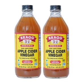 Bagg Oganic Apple Cide Vinega with the Mothe - (2 Pack) 16 fl oz - Raw and Unfilteed, 473ml, 1개