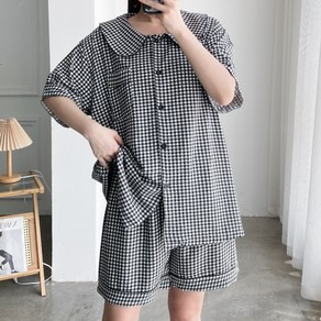 빅사이즈 체크 여름 잠옷세트 3XL 4XL 5XL T000318