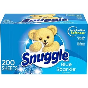 Snuggle 스너글 드라이 시트 200개입 (2팩) Blue Spakle 블루 스파클 향 200매 2개, 1개