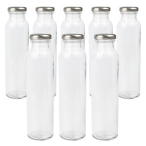 가인글로벌 일자음료300 유리병 실버캡, 300ml, 8개