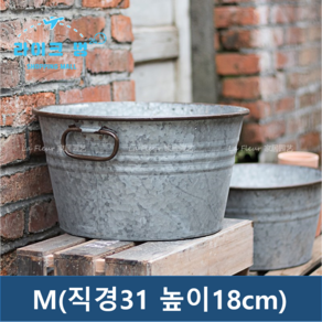 양철통 철제양동이 양철바스켓 빈티지 식물, M(직경31 높이18cm), 1개