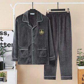 JUSTFEELING 120KG까지 L-5XL 빅사이즈 오버핏 산호벨벳 실내복 극세사잠옷 편안한 겨울잠옷 따뜻한 파자마 투피스